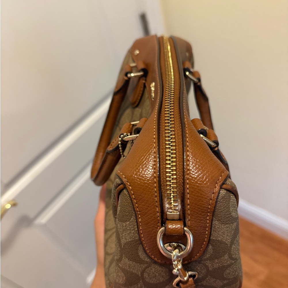Coach Tan and Brown Signature Satchel - Picture 6 of 10